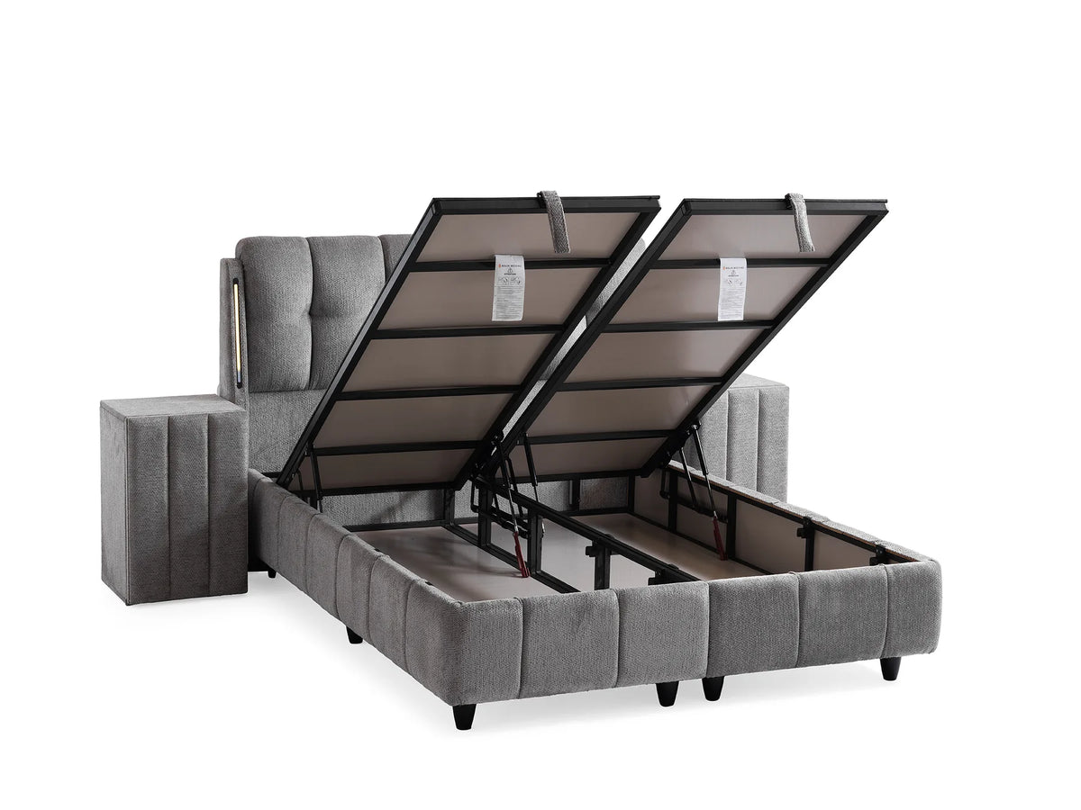 Roma Grau Doppelbett mit Bettkasten – Ansicht 5