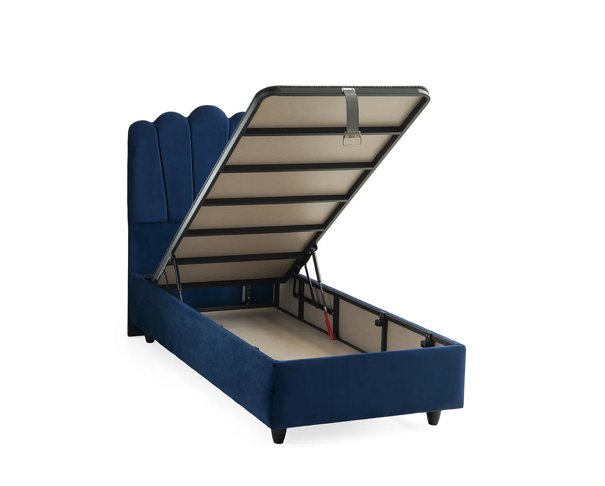 Parla Blau Einzelbett mit Bettkasten – Ansicht 5