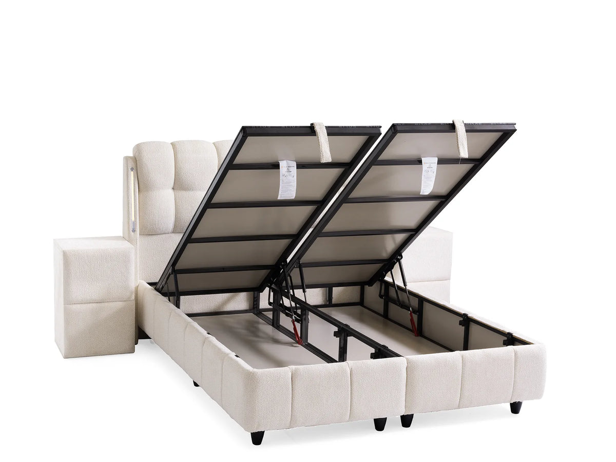 Roma Creme Doppelbett mit Bettkasten – Ansicht 5