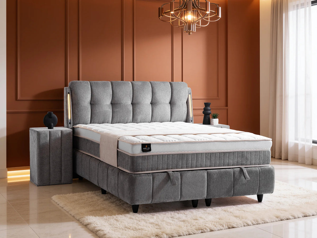 Roma Grau Doppelbett mit Bettkasten – Ansicht 1