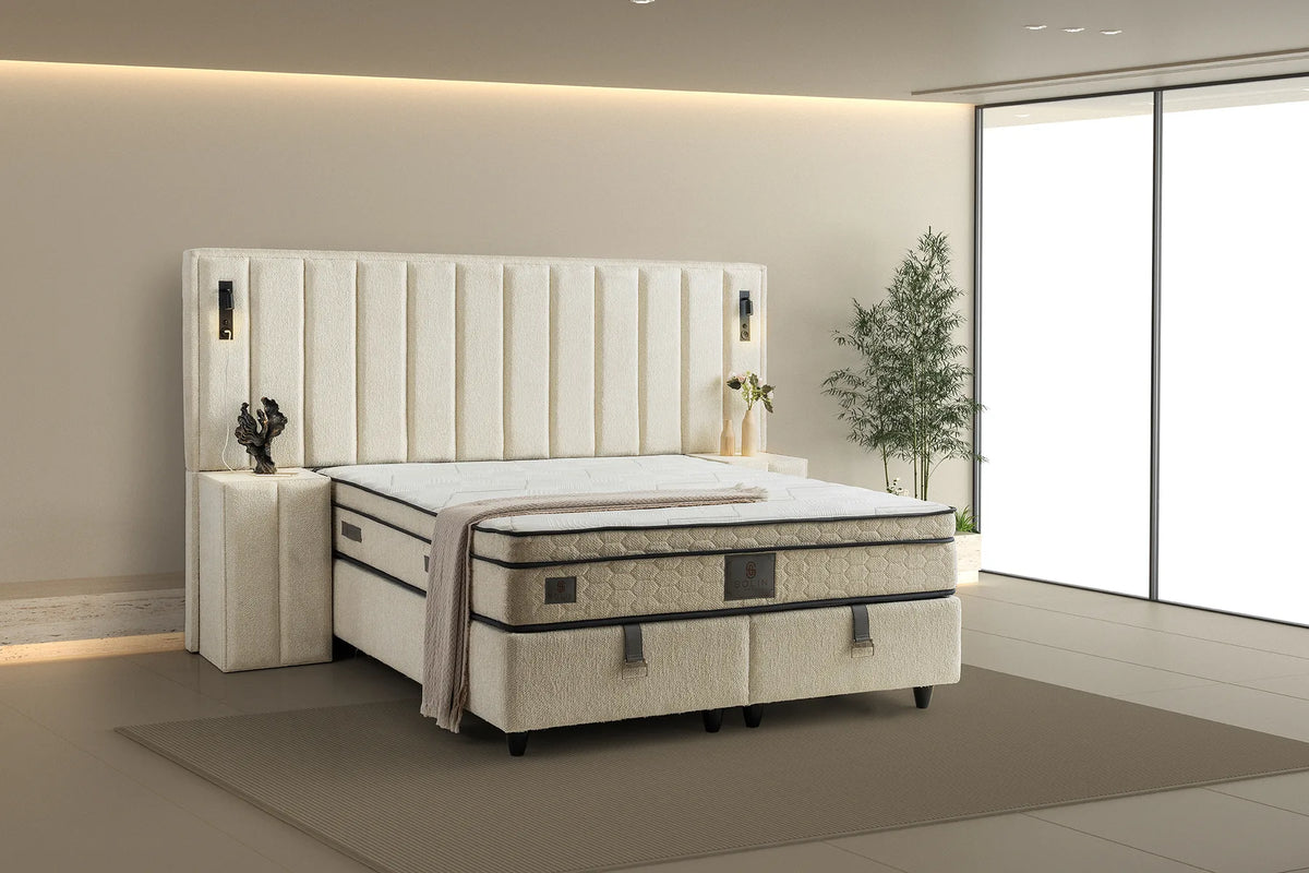 Pella Creme Doppelbett mit Bettkasten – Ansicht 1