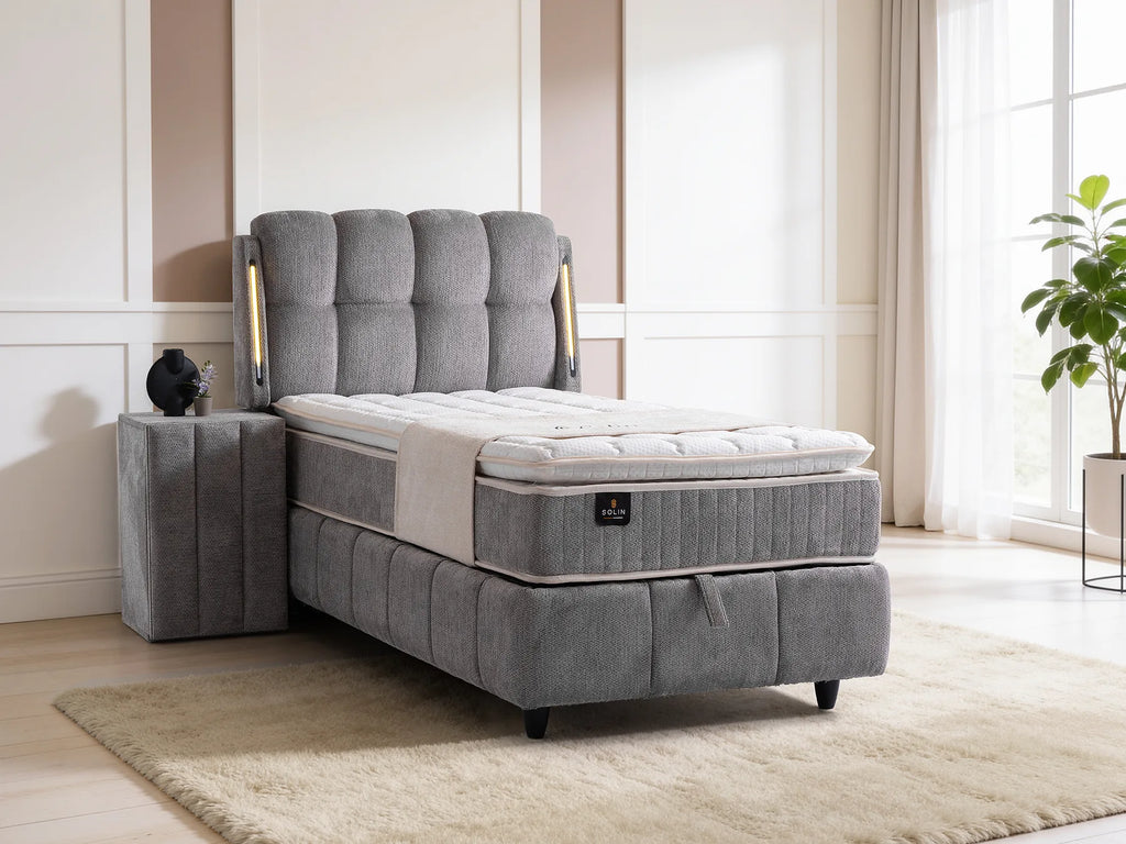 Roma Grau Einzelbett mit Bettkasten – Ansicht 1