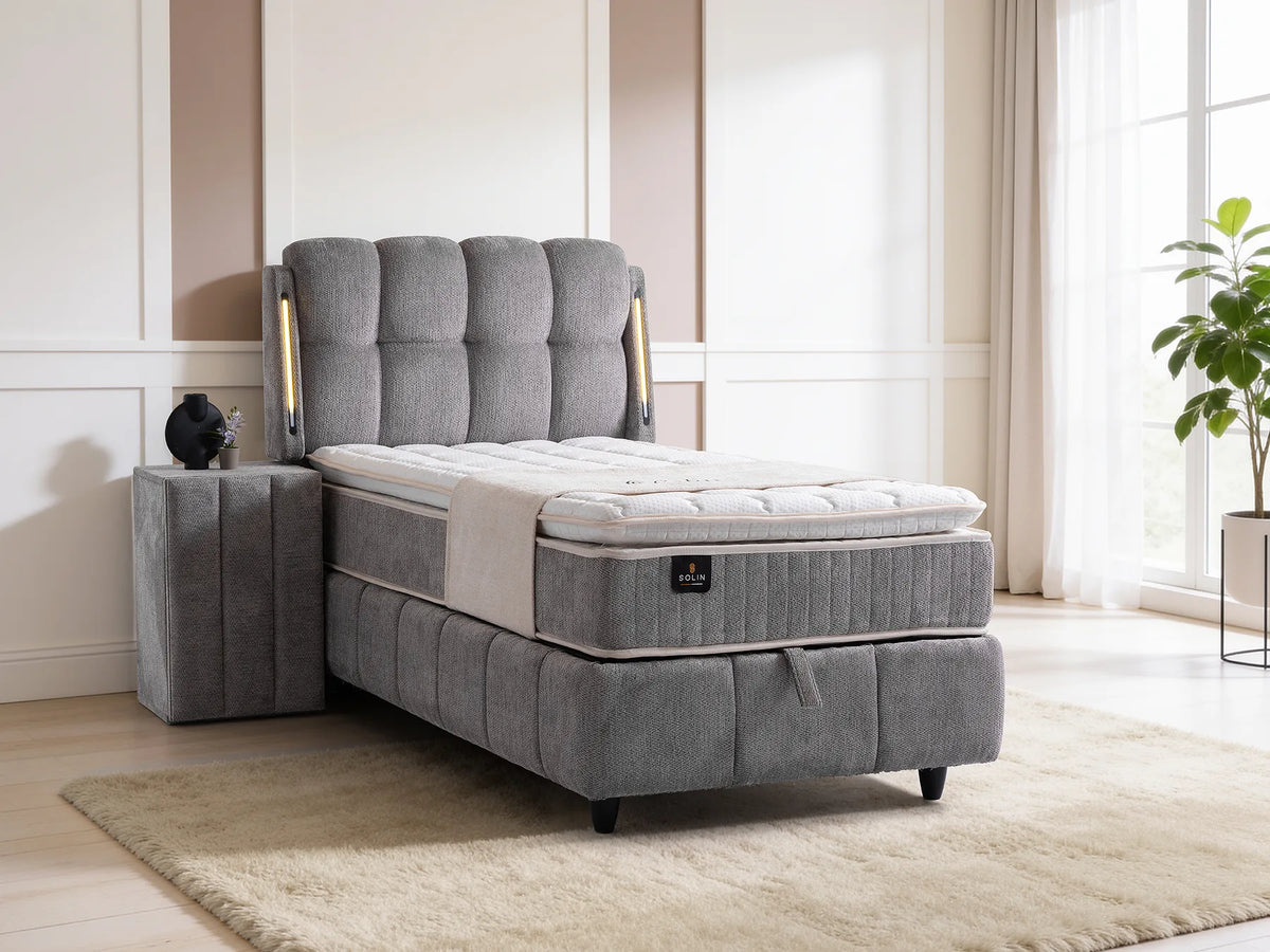 Roma Grau Einzelbett mit Bettkasten – Ansicht 1