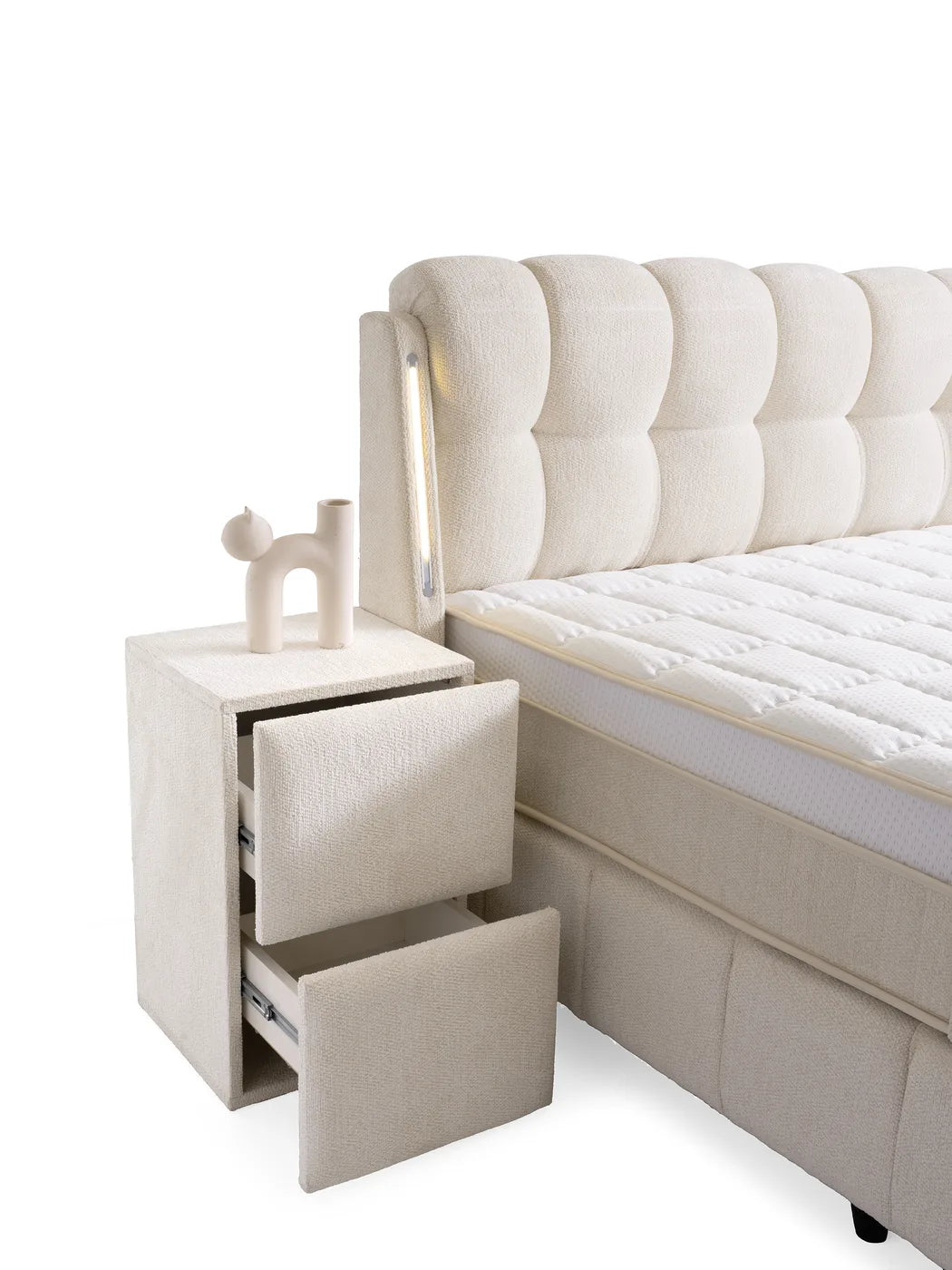Roma Creme Doppelbett mit Bettkasten – Ansicht 6