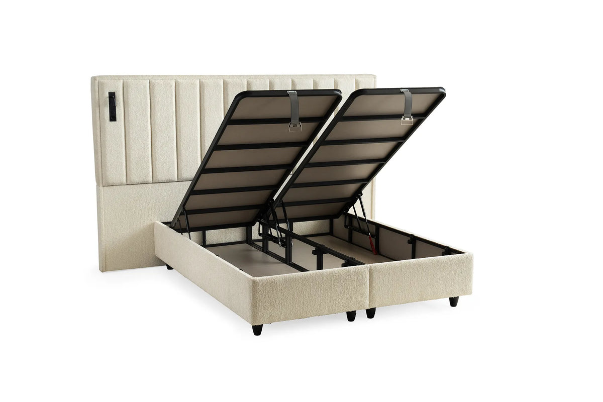 Pella Creme Doppelbett mit Bettkasten – Ansicht 10