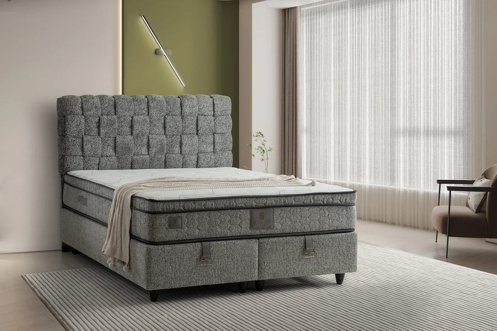 Hasır Grau Doppelbett mit Bettkasten – Ansicht 1