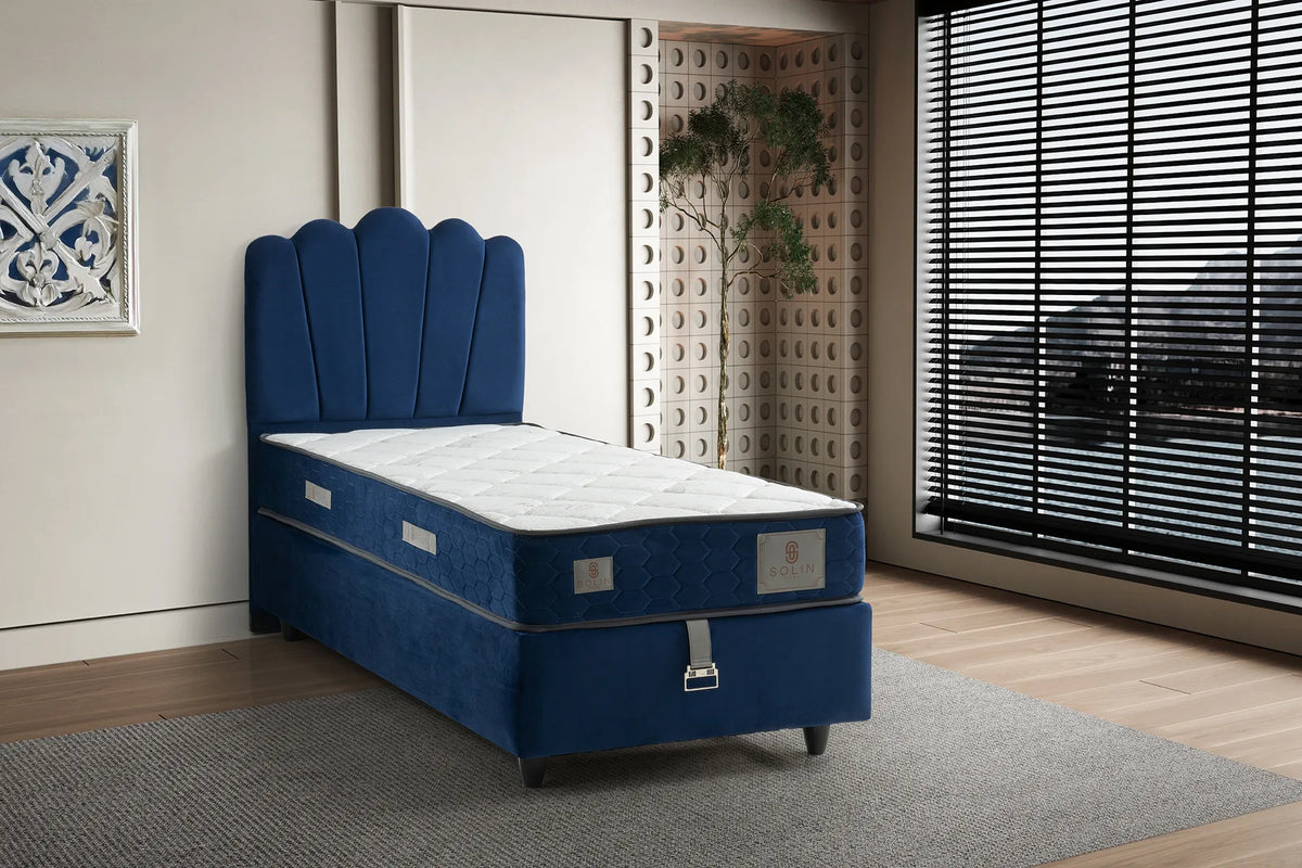 Parla Blau Einzelbett mit Bettkasten – Ansicht 1