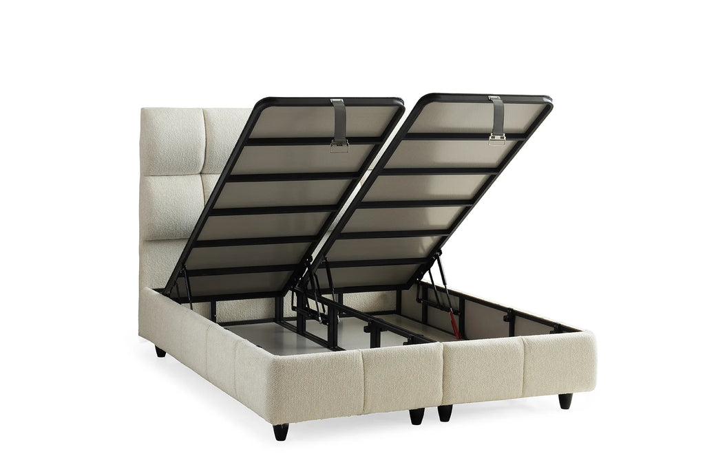 Puffy Creme Doppelbett mit Bettkasten – Ansicht 6