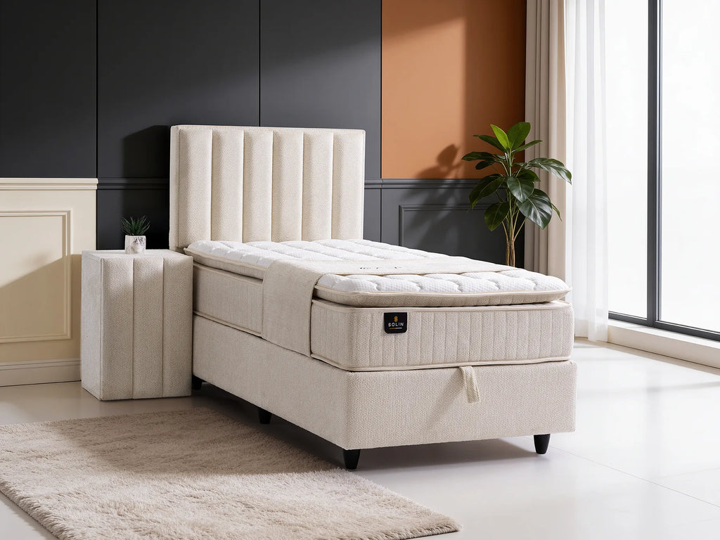 Palu Creme Einzelbett mit Bettkasten – Ansicht 1