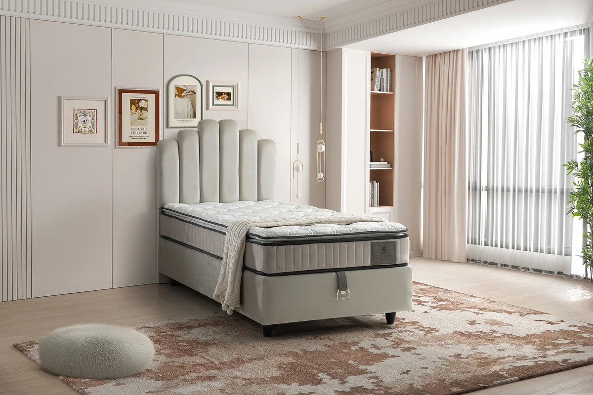 Marsi Creme Einzelbett mit Bettkasten – Ansicht 1