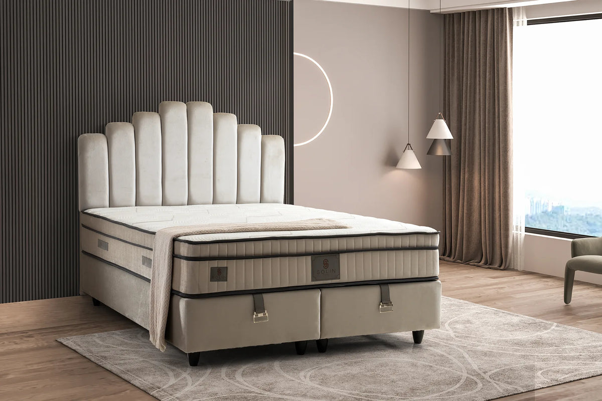 Marsi Creme Doppelbett mit Bettkasten – Ansicht 1