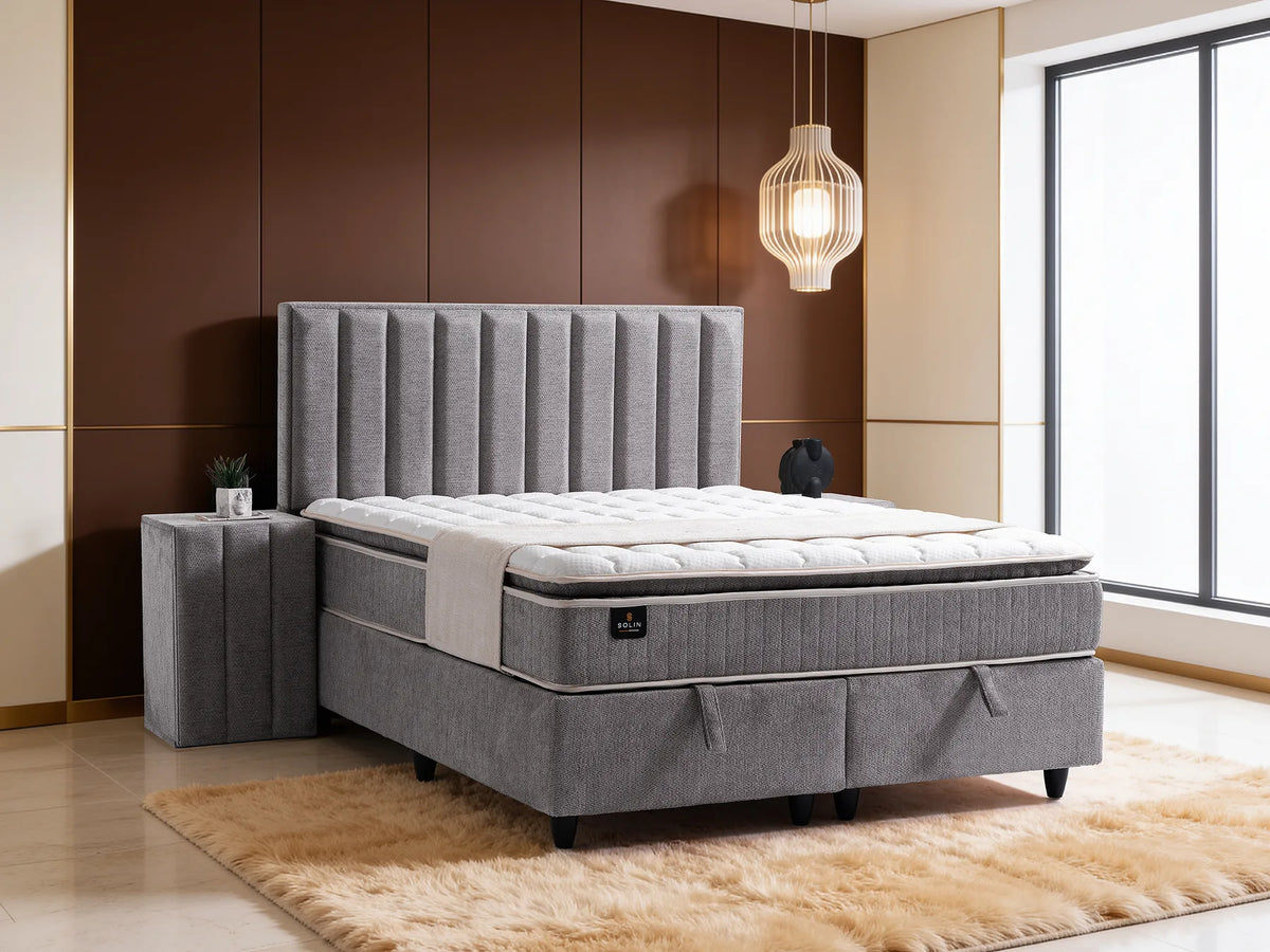 Palu Grau Doppelbett mit Bettkasten – Ansicht 1
