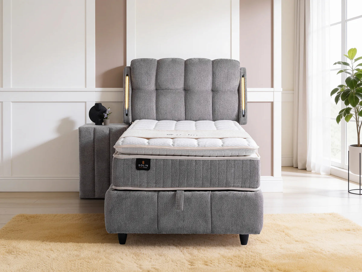 Roma Grau Einzelbett mit Bettkasten – Ansicht 2