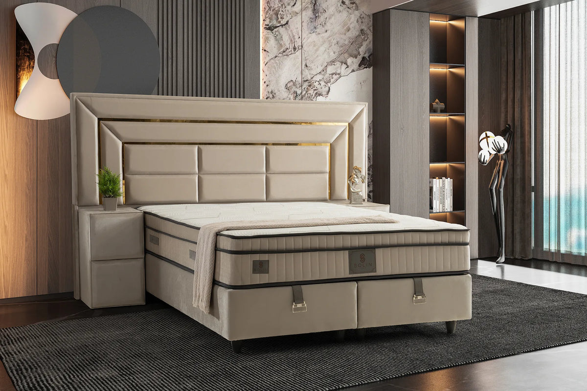 Luxury Gold Doppelbett mit Bettkasten – Ansicht 1