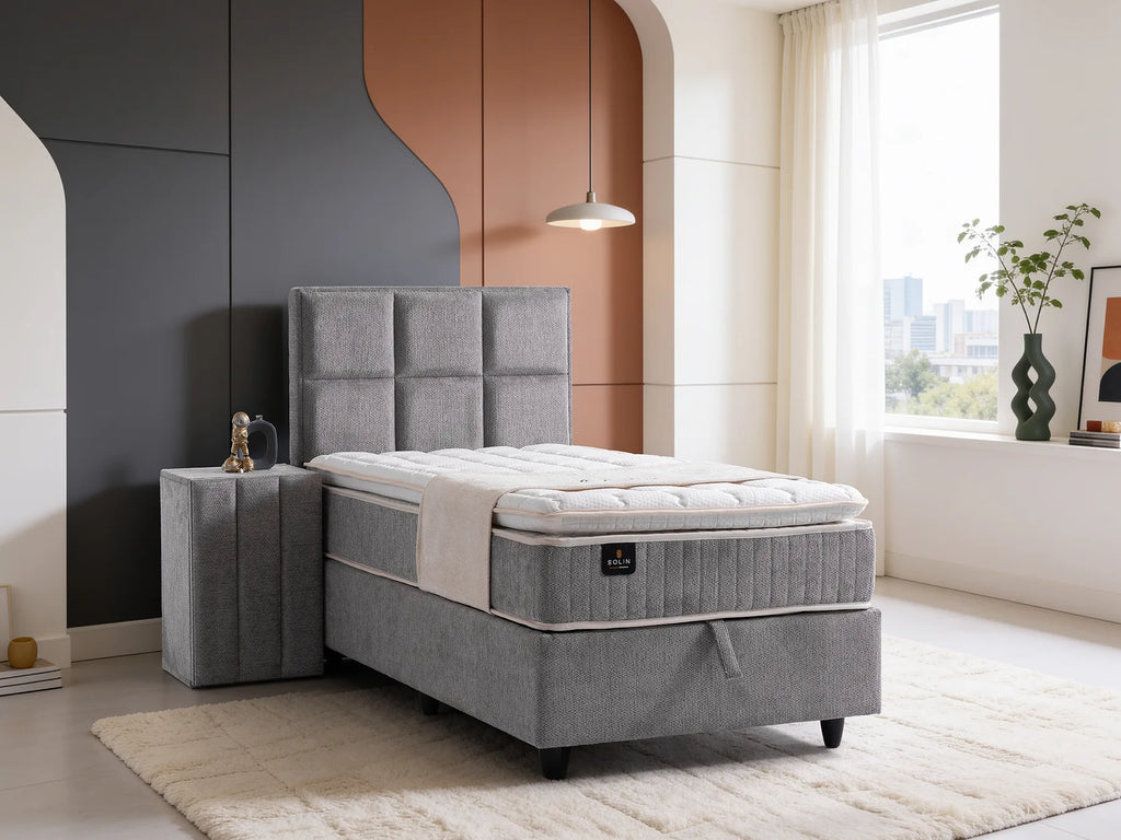 Tokyo Grau Einzelbett mit Bettkasten – Ansicht 1