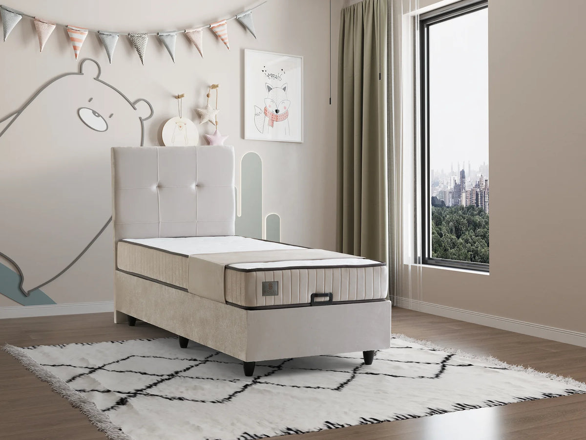 Larissa Creme Einzelbett mit Bettkasten – Ansicht 1