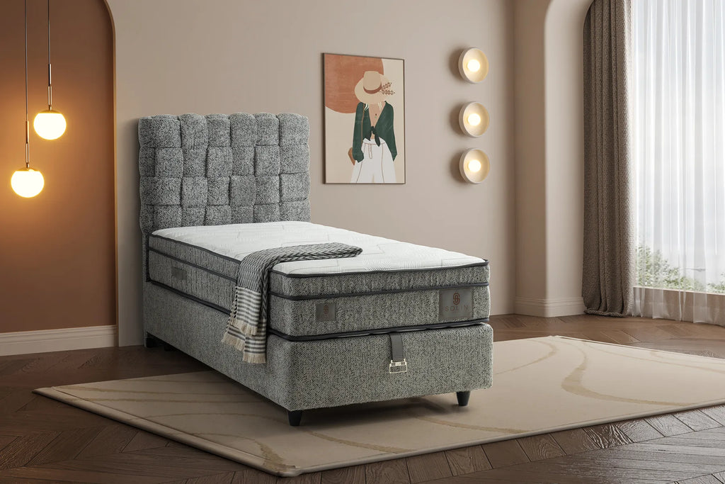 Hasır Grau Einzelbett mit Bettkasten – Ansicht 1