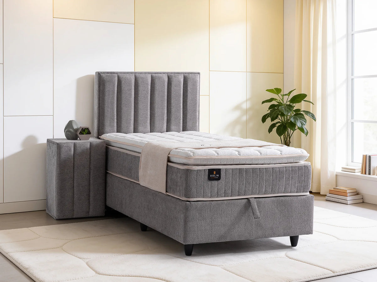 Palu Grau Einzelbett mit Bettkasten – Ansicht 1