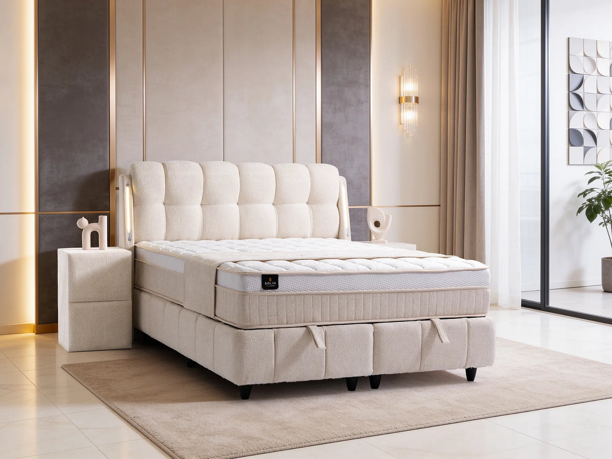 Roma Creme Doppelbett mit Bettkasten – Ansicht 1