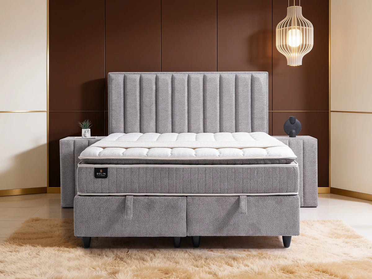 Palu Grau Doppelbett mit Bettkasten – Ansicht 2