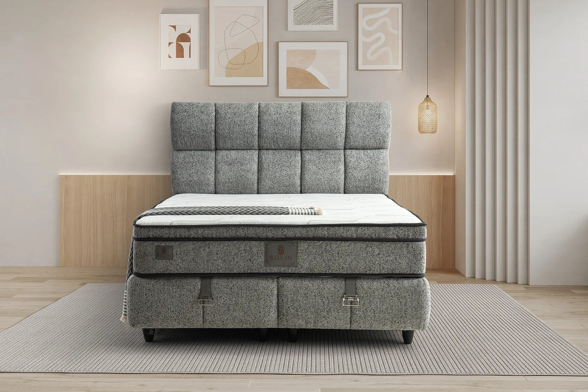 Puffy Grau Doppelbett mit Bettkasten – Ansicht 2
