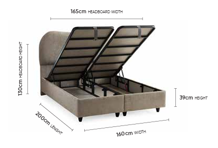 Bohem Doppelbett mit Bettkasten – Maßzeichnung