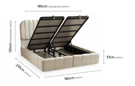 Royal Creme Doppelbett mit Bettkasten – Maßzeichnung