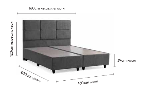 Malaga Doppelbett mit Bettkasten – Maßzeichnung