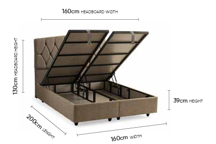 Cotton Doppelbett mit Bettkasten – Maßzeichnung