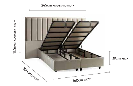 Kilkenny Doppelbett mit Bettkasten – Maßzeichnung